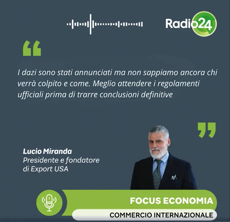 Citation de Lucio Miranda d'ExportUSA sur l'introduction des droits de douane américains